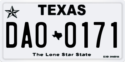 TX license plate DAO0171