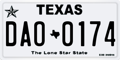 TX license plate DAO0174