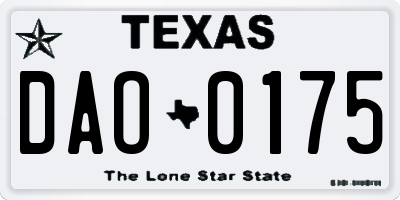 TX license plate DAO0175