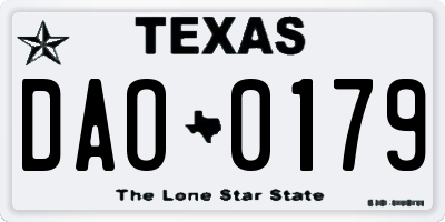 TX license plate DAO0179