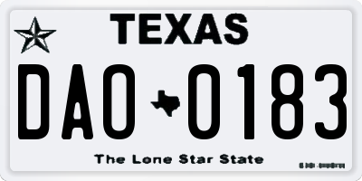 TX license plate DAO0183