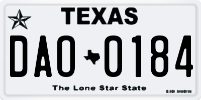 TX license plate DAO0184
