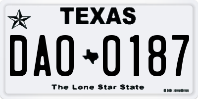 TX license plate DAO0187