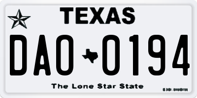 TX license plate DAO0194