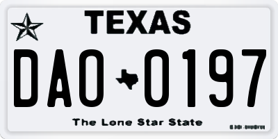 TX license plate DAO0197