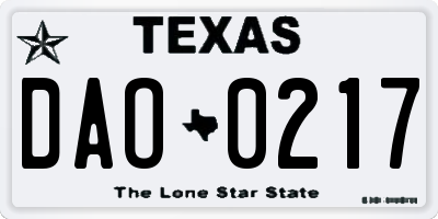TX license plate DAO0217