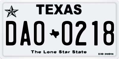 TX license plate DAO0218