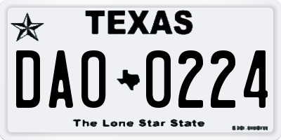 TX license plate DAO0224