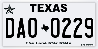 TX license plate DAO0229