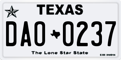 TX license plate DAO0237