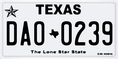 TX license plate DAO0239