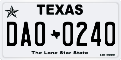 TX license plate DAO0240