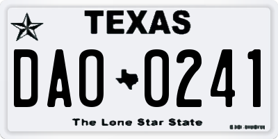 TX license plate DAO0241