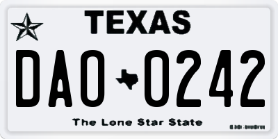 TX license plate DAO0242