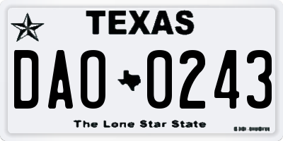 TX license plate DAO0243