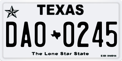 TX license plate DAO0245