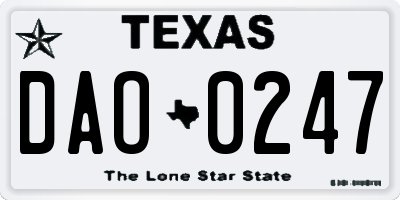 TX license plate DAO0247