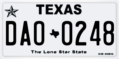 TX license plate DAO0248