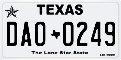 TX license plate DAO0249