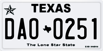 TX license plate DAO0251