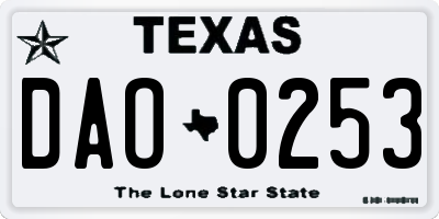 TX license plate DAO0253