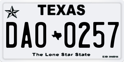 TX license plate DAO0257