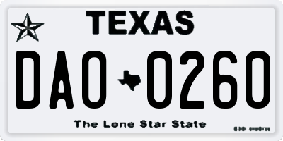 TX license plate DAO0260