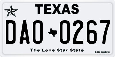 TX license plate DAO0267