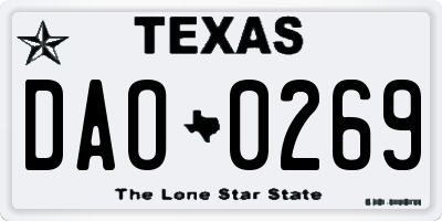 TX license plate DAO0269