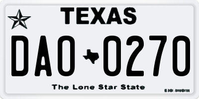 TX license plate DAO0270