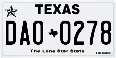 TX license plate DAO0278