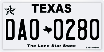 TX license plate DAO0280