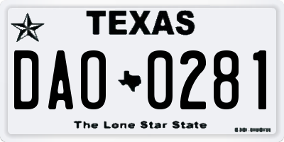 TX license plate DAO0281