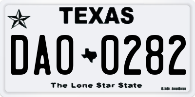 TX license plate DAO0282