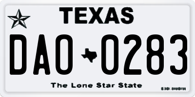 TX license plate DAO0283