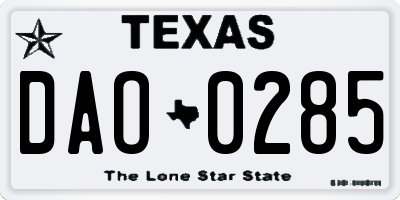 TX license plate DAO0285