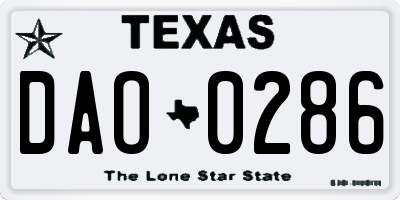TX license plate DAO0286