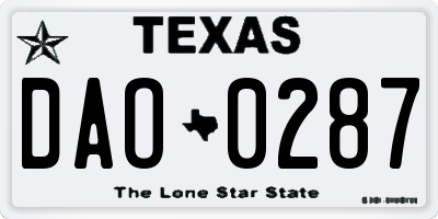 TX license plate DAO0287