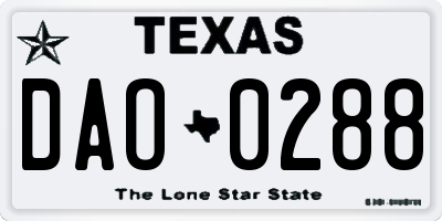 TX license plate DAO0288