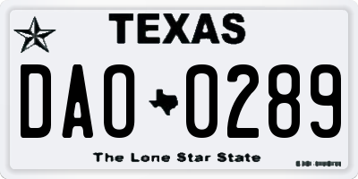 TX license plate DAO0289
