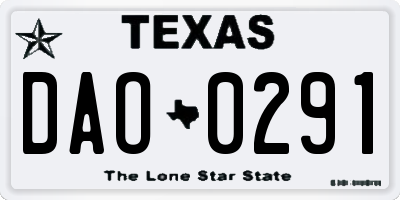 TX license plate DAO0291