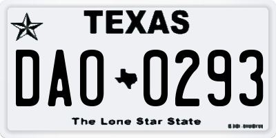 TX license plate DAO0293