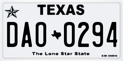 TX license plate DAO0294