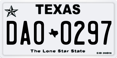 TX license plate DAO0297