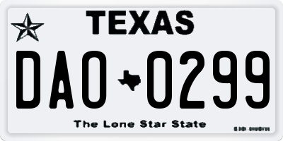 TX license plate DAO0299