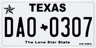 TX license plate DAO0307