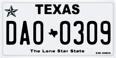 TX license plate DAO0309