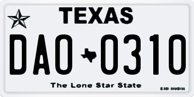 TX license plate DAO0310