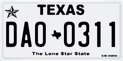 TX license plate DAO0311