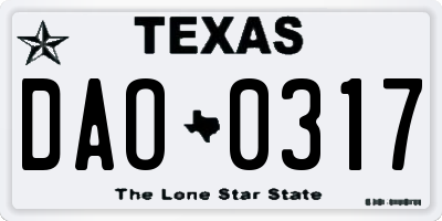 TX license plate DAO0317